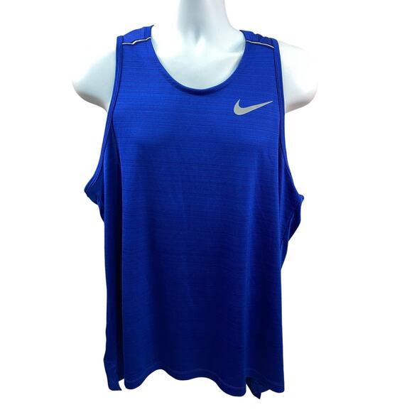Nike Running Tank Top Size XL Blue Dri-FIT Sleeveless Mesh Athletic Shirt - Picture 1 of 8